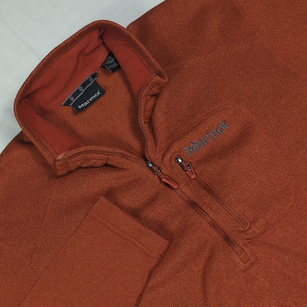 Marmot Drop Line Quarter Zip-Up Sweater Men's Size Large‎ Rust